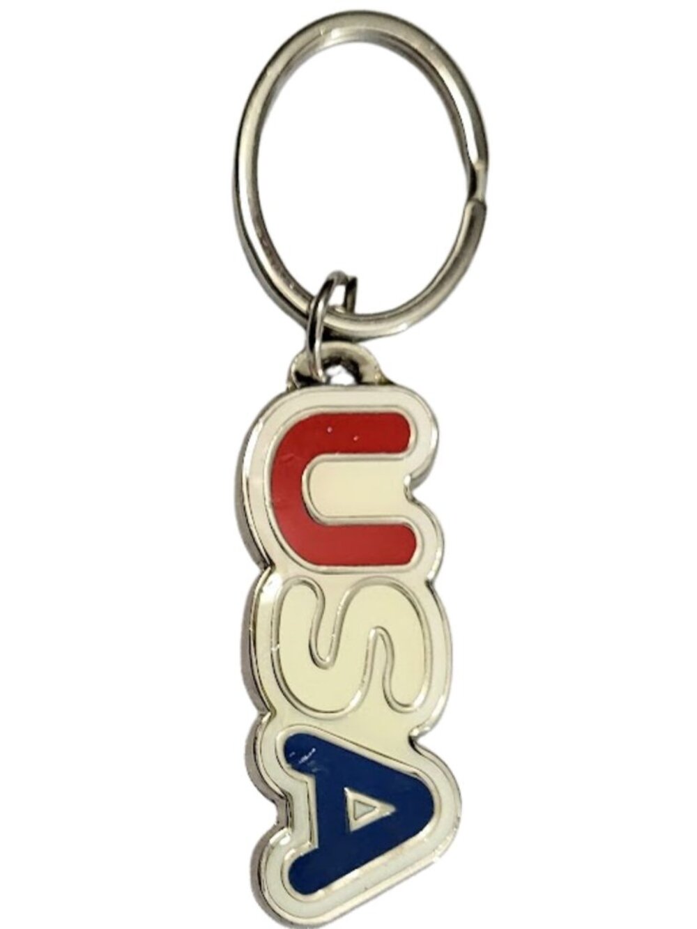 SWIBCO NW0T Red, White & Blue Galaxy Keychain Silver Metal USA